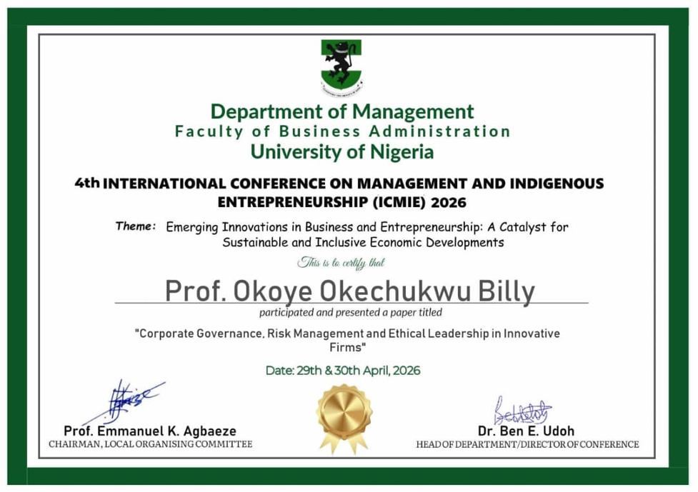 Corporate Governance, Risk Management and Ethical Leadership in Innovative Firms